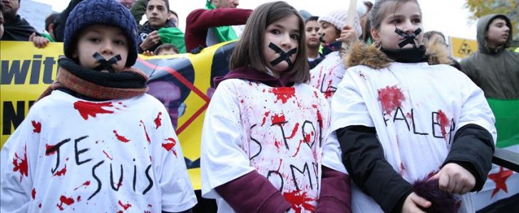 بلجيكا : مظاهرة أمام مقر الاتحاد الأوروبي تضامنا مع حلب